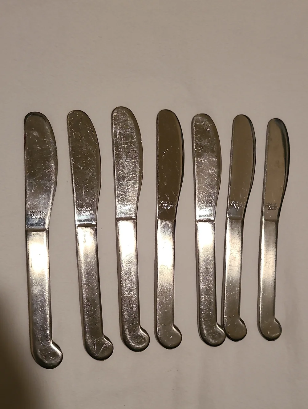 Knobler Stainless Japan Flat Handle Butter Cheese Spreader 8 Pieces